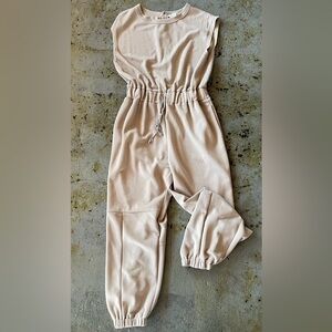 Davi & Dani Women’s Cream Rhinestone Jumpsuit with Tie Waist in Size Medium